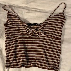SOLD Striped Front Tie Plunge Crop Top